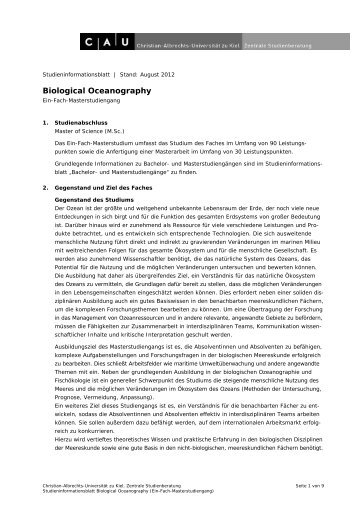 Biological Oceanography - Zentrale Studienberatung - Christian ...