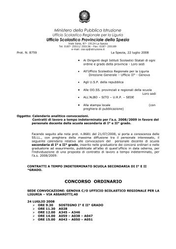 Ministero della Pubblica Istruzione - Ufficio scolastico provinciale ...