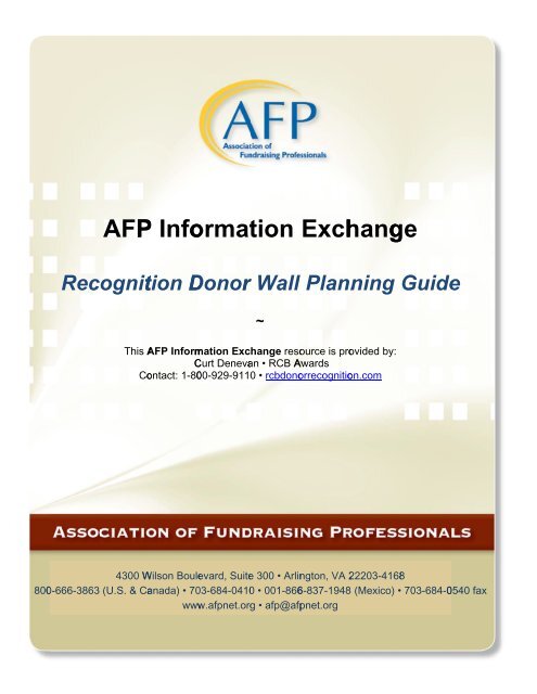 Recognition Donor Wall Planning Guide