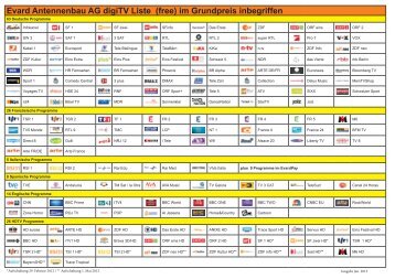 Evard Antennenbau AG digiTV Liste (free) im Grundpreis inbegriffen