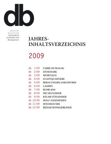 jahres- inhaltsverzeichnis 2009 - db deutsche bauzeitung