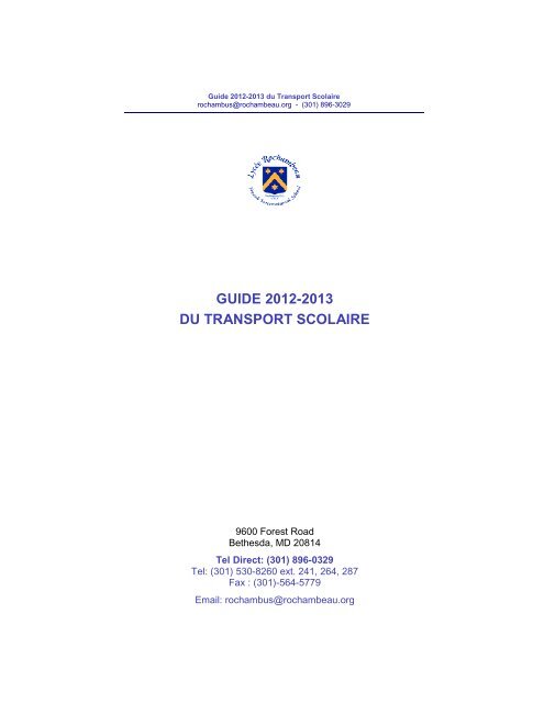 Guide du transport - Lycée Rochambeau