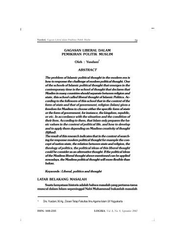 ABSTRACT The problem of Islamic political thought in the modern ...