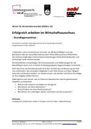 Erfolgreich arbeiten im Wirtschaftsausschuss - Grundlagenseminar