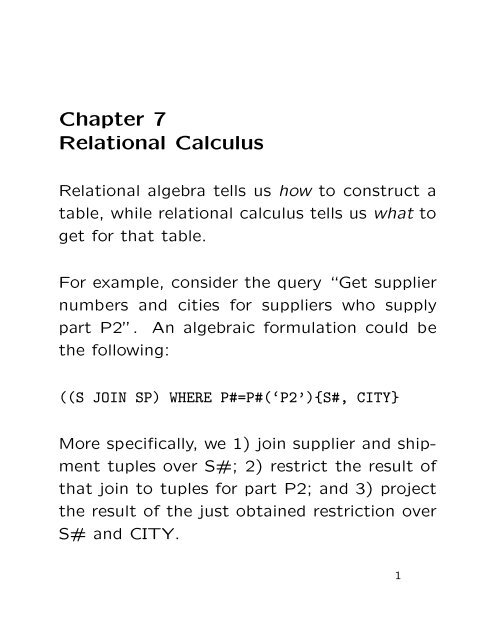Relational calculus and SQL
