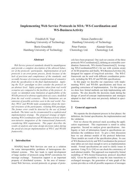 Implementing Web Service Protocols in SOA: WS-Coordination and ...