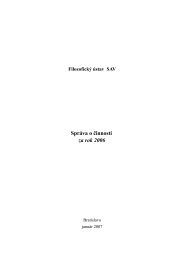 SprÃ¡va o Äinnosti za rok 2006 - FilozofickÃ½ Ãºstav SAV