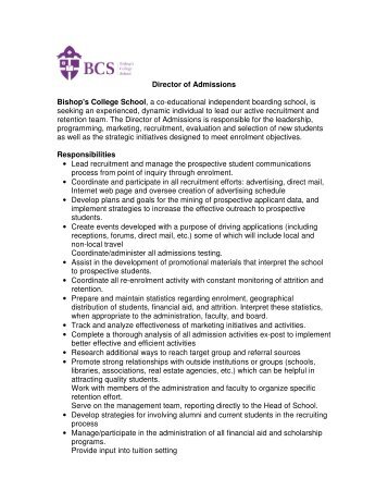 Director of Admissions Bishop's College School, a co-educational ...