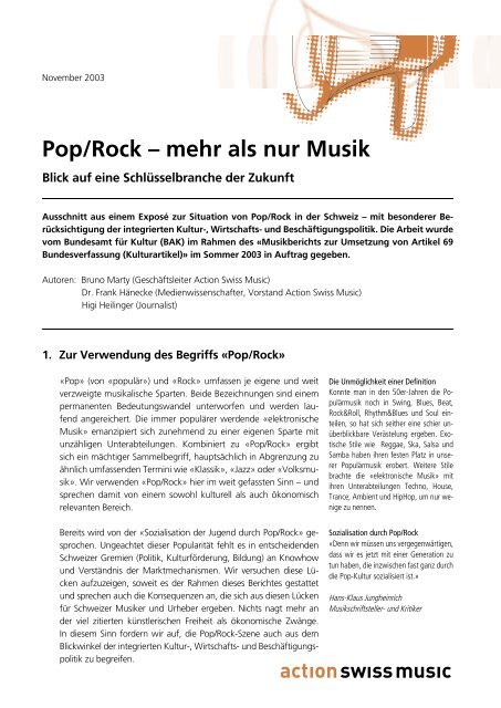Pop/Rock – mehr als nur Musik - Swiss Music News