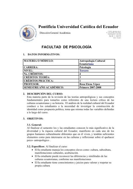 Antropologia Cultural Ecuatoriana Pontificia Universidad
