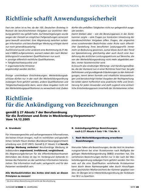 Ärzteblatt Februar 2006 - Ärztekammer Mecklenburg-Vorpommern