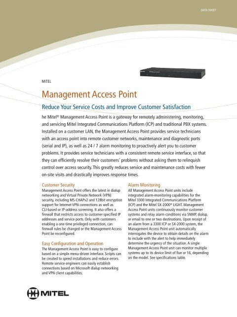 Management Access Point Overview - Ash Telecom