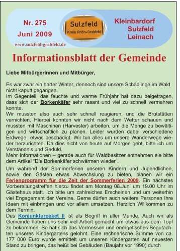 Informationsblatt der Gemeinde - Sulzfeld