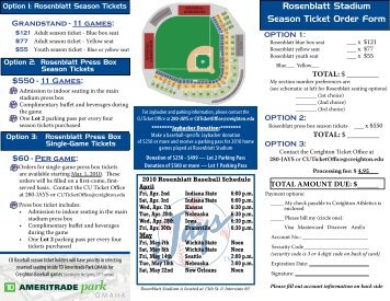Rosenblatt Stadium Season Ticket Order Form - Creighton ...