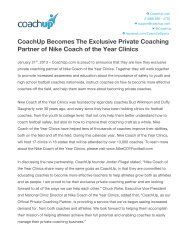 Coachup Partner Press Release - Nike Coach of the Year Clinic