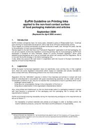 EuPIA Guideline for Food Packaging Inks - September 2009 - Eudata