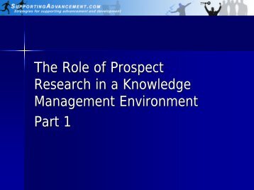 The Role of Prospect Research in a Knowledge Management