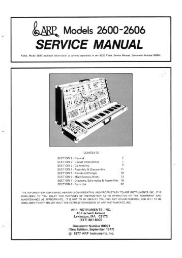 Arp 2600 Service Manual - Synth Zone