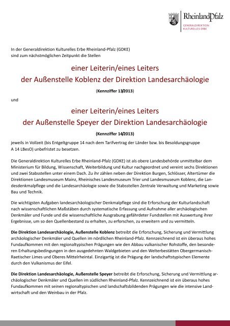 2633-13 Stellenausschreibung Leitung LA-K und LA-S 24-05-13 1