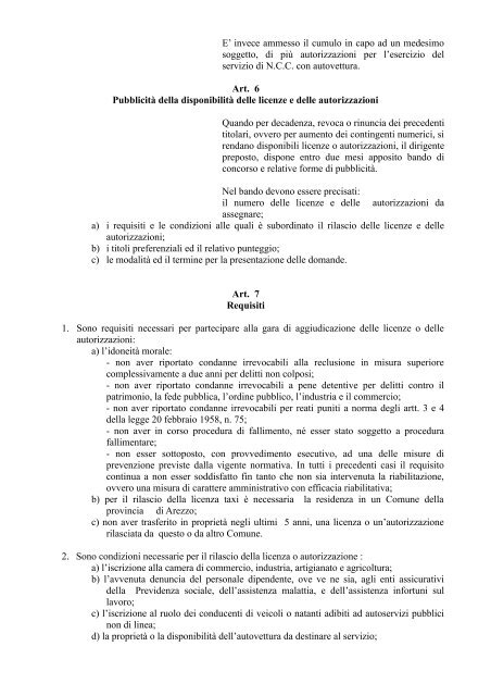 regolamento per il servizio taxi e di noleggio con conducente ...