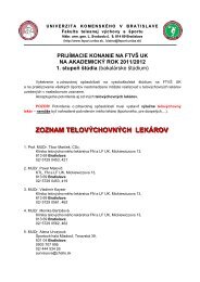 zoznam telovÃ½chovnÃ½ch lekÃ¡rov - Fakulta telesnej vÃ½chovy a Å¡portu