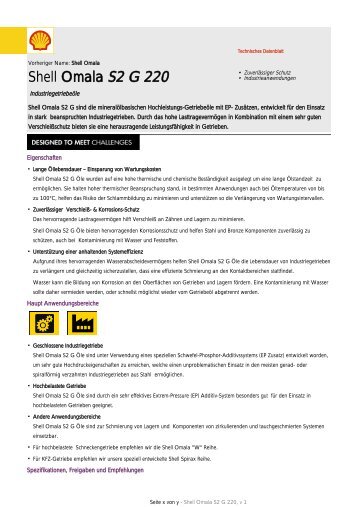 Shell Omala S2 G 220 - Schmierstoff-Datenbank