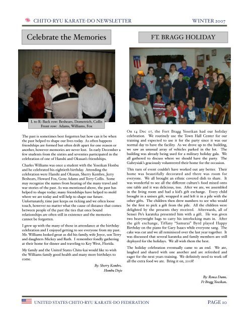 winter 2007 - United States Chito-ryu Karate Federation