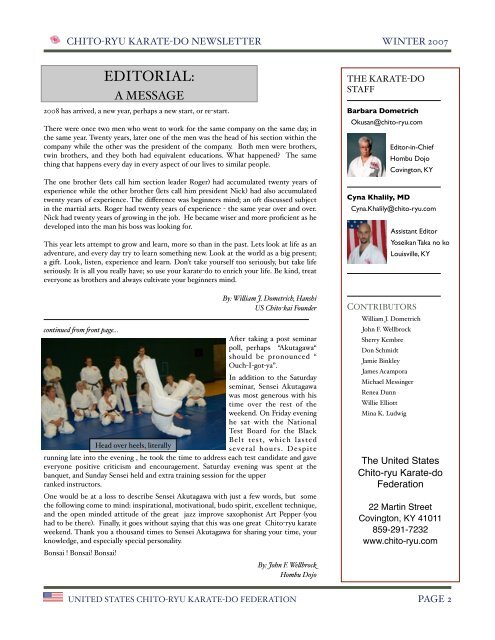 winter 2007 - United States Chito-ryu Karate Federation