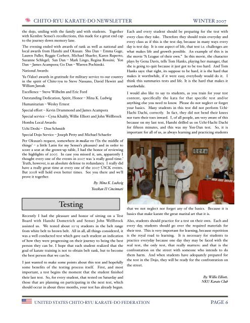 winter 2007 - United States Chito-ryu Karate Federation