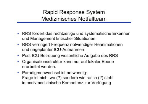 ICU-Aufnahme und Medical Emergency Team - Austrian ...