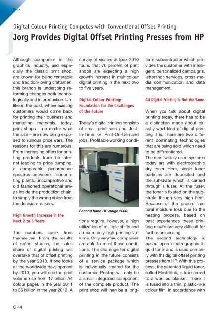 Jorg Provides Digital Offset Printing Presses from HP