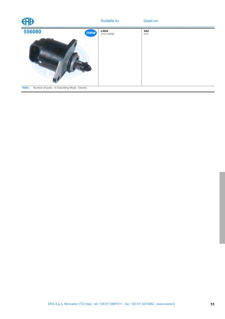 idle control valve 2011/2012