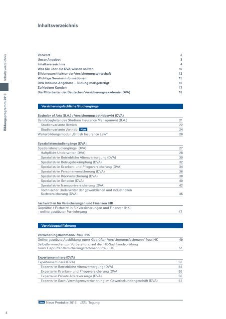 Bildungsprogramm 2013 - Deutsche Versicherungsakademie - BWV