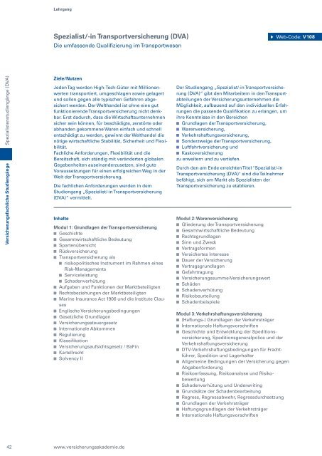 Bildungsprogramm 2013 - Deutsche Versicherungsakademie - BWV