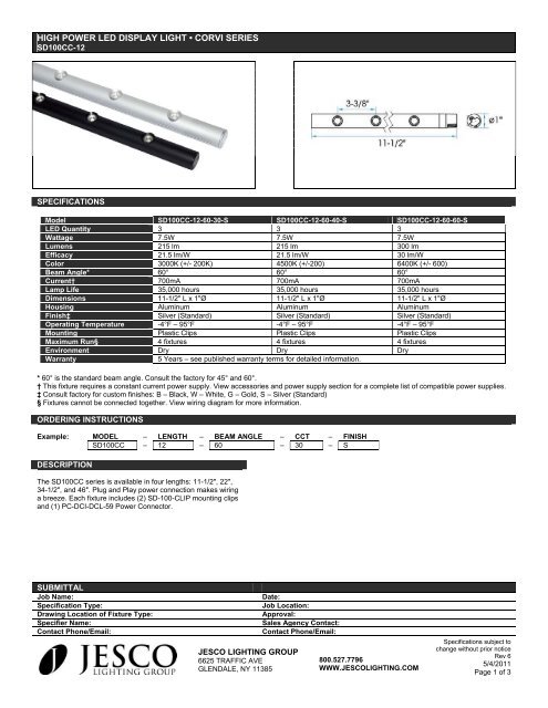 HIGH POWER LED DISPLAY LIGHT • CORVI SERIES - Jesco Lighting