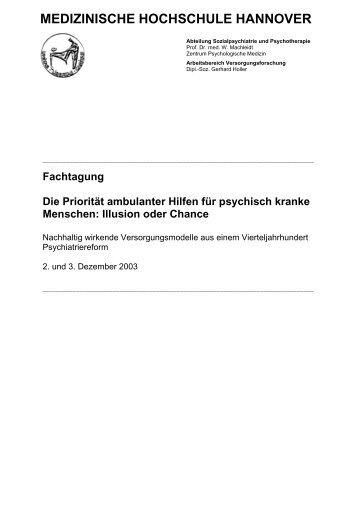 medizinische hochschule hannover - Landesfachbeirat Psychiatrie ...