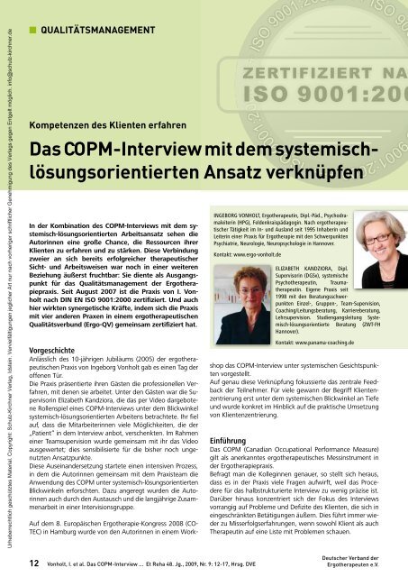 Anwendung des CMOP-E in der ergotherapeutischen Praxis