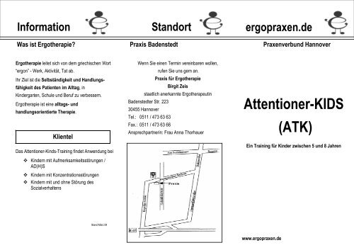 Attentioner KIDS flyer 2 - Praxen für Ergotherapie