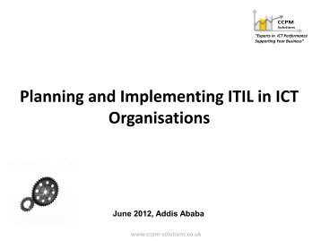 Planning and Implementing ITIL in ICT Organisations - ICTET