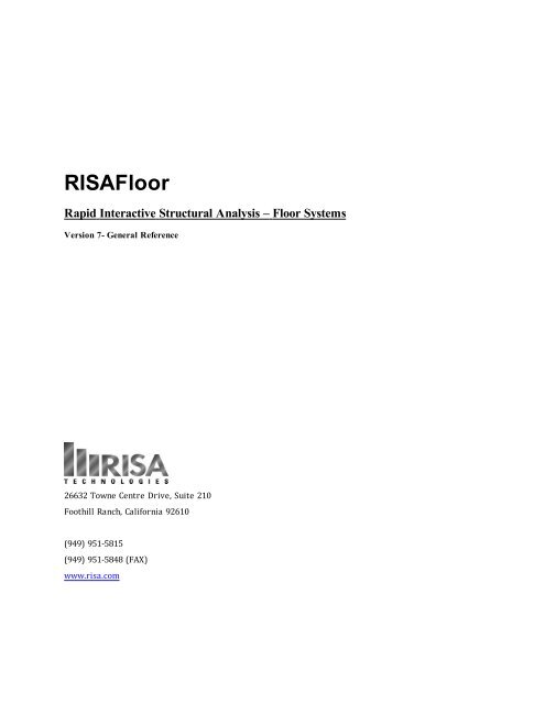 RISAFloor v7 General Reference - RISA Technologies