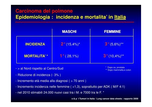 (Microsoft PowerPoint - CANCRO DEL POLMONE 1 LEZIONE 2010 ...