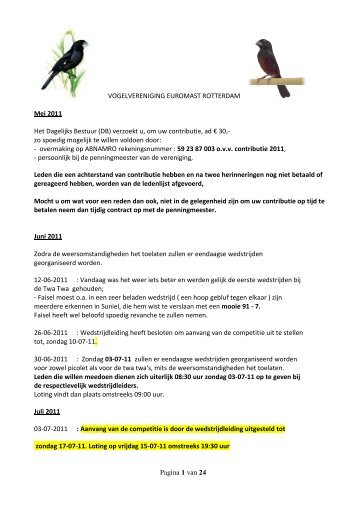 Pagina 1 van 24 VOGELVERENIGING EUROMAST ROTTERDAM ...