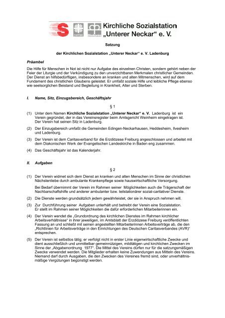 Satzung als PDF-Datei - Kirchliche Sozialstation Unterer Neckar