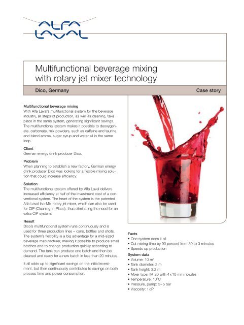 Multifunctional beverage mixing with rotary jet mixer ... - Alfa Laval