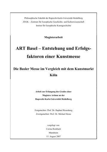 ART Basel â€“ Entstehung und Erfolgs- faktoren einer ... - Galerie Hilt