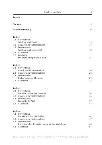 Inhalt DSH-Ticket II • ISBN 978- -922989-76-9 • Verlag Liebaug ...