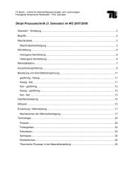 Skript Prozesstechnik - Werkstoffwissenschaften