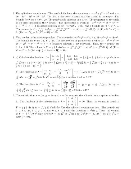 Change in Variables; Cylindrical, Spherical Coordinates