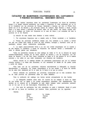 Catálogo de mamíferos cuaternarios del Cantábrico y del Pirineo ...