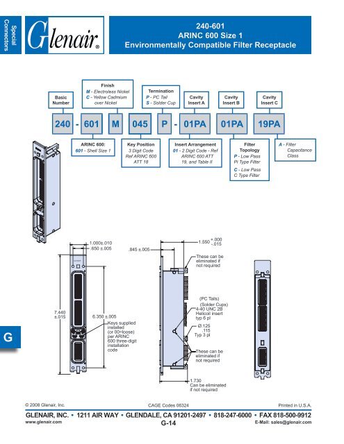 EMI/EMP Filter Connectors Catalog - Glenair, Inc.